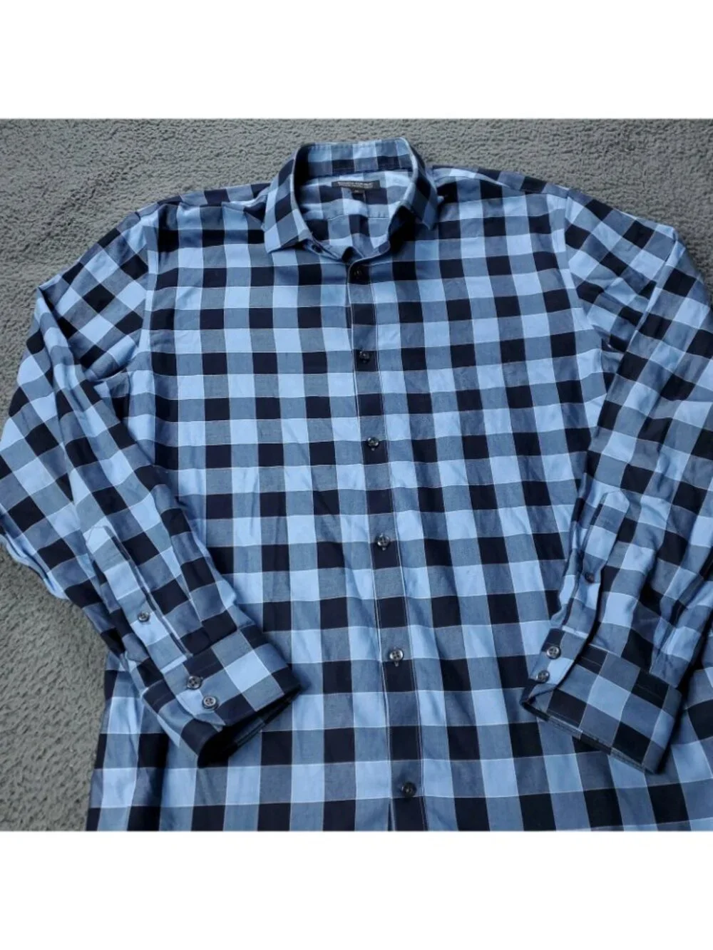 Banana Republic Shirt Mens XL Slim Fit Blue Long Sleeve Plaid Button Non Iron